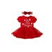 Christmas Newborn Baby Girls Romper Letter Snowflake Lace Patchwork Tutu Jumpsuit Hairband