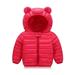 Rollbacks! ZCFZJW Winter Warm Down Coats with Cute Ear Hoodie for Kids Baby Boy Girls Super Thick Padded Puffer Jacket Lightweight Zip Up Hooded Coat Outwear(Red 3-4 Years)