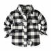 Holiday Deals VSSSJ Toddler Baby Boys Girls Flannel Plaid Jacket Fall Winter Long Sleeve Button Down Shirt Little Kids Lapel Shacket Coats Outwear Tops with Pockets #08-Black 7-8 Years