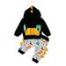 Qtinghua Infant Baby Boy Girl Fall Winter Outfits Dinosaur Hooded Long Sleeve Sweatshirt Tops + Leggings Pants Clothes Black 6-12 Months