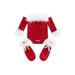 xingqing 0-24M Christmas Newborn Baby Girls Romper Off Shoulder Long Sleeve Leg Warmers Set Xmas Gift Red 18-24 Months