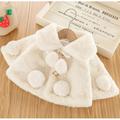 Infant Girl Lapel Long Batwing Sleeve Jacket Coats Pearl Button Decorated Cardigan Cloak Outwear