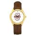 Unisex Gold/Brown Charleston Cougars Team Logo Leather Wristwatch