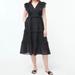 J. Crew Dresses | J Crew Ruffle Sleeve Surplice Neckline Black Cotton Voile Midi Dress Size Xs | Color: Black | Size: Xs