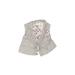 Catherine Malandrino Vest: Gray Floral Jackets & Outerwear - Size 3-6 Month