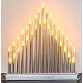 33 LED Plastic Pipe Tube Candle Tower Bridge Main Powered Warm White Lights Bulb Window Holiday Festive Indoor Christmas Modern Faux Xmas Decoration H36 x W32 x D8cm (Silver Candle)