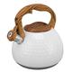Tea Kettle, 3L Food Grade Stainless Steel Whistling Stovetop Tea Kettle with Wood Pattern Handle, Fast Boiling Household Whistling Teapot, Teakettle Teapot Hot Water Kettle for Tea, Coffee(White)