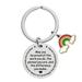Deyuer Keychain Rainbow Pendant Best Wishes Print Round Shape Stainless Lightweight Store Keys Inspiring Exquisite Smooth Key Ring Teacher Gift 30mm