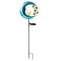 Solar Powered Crescent Moon With Stars LED Lawn Lamp Outdoor Light for Courtyard Landscape Decor for Ramadan Blue