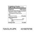 GE Lighting Crystal Clear 72-Watt (100-watt replacement) 1490-Lumen A19 Light Bulb with Medium Base (72W 1490-Lumen)