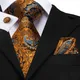 Hi-Tie – ensemble de boutons de manchette en soie pour homme cravate de luxe motif Floral noir et