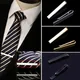 Pince à cravate en acier inoxydable pour hommes couleur argent noir en métal pour fête Business
