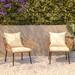 All-Weather PE Rattan Wicker Patio Chairs with Cushions - 2 Pack - 28.25"W x 28"D x 28"H
