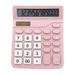 Holiday Savings 2022! Feltree Calculator Dual-Power Handheld Desk Calculator With 12 Digit Large LCD Display For Students & Kids Pink