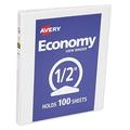 Avery Economy View 3 Ring Binder 0.5 Round Rings 1 White Binder (05750)