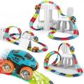 Kids track cars for boys flexible track with led light-up racing car set anti-gravity mounted track car birthday gifts for kids 46PCS