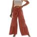 Bigersell Wide Leg Pants for Women Full Length Pants Women s Fashion Casual High Waist Elastic Waist Drawstring Straps Solid Color Ruffle Wide Leg Long Pants Pants with Elastic Waist for Ladies