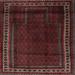 Ahgly Company Machine Washable Indoor Square Traditional Red Wine or Wine Red Area Rugs 7 Square