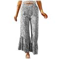 Bigersell Women s High Waist Pants Full Length Pants Fashion Women Summer Casual Loose High Waist Pleated Wide Printing Trousers Pants Skinny Pants for Ladies