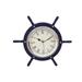 Dark Blue Wood And Chrome Ship Wheel Clock 15