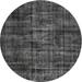 Ahgly Company Machine Washable Indoor Round Traditional Charcoal Black Area Rugs 3 Round