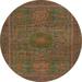 Ahgly Company Machine Washable Indoor Round Abstract Oak Brown Area Rugs 5 Round