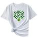 CZHJS Women s Novelty T-Shirts Crew Neck White Tees Daily Stretchy Good Lucky Clover Shamrock Graphic Tops Relaxed-Fit Sporty White Tees Tunic Short Sleeve St. Patrick s Day Clothes for Teen Girls