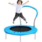 Jump Into Fun 36 Trampoline for Kids Toddler Trampoline with Foldable Handle Bar and Safety Padded Cover Indoor/ Outdoor Mini Fitness Rebounder Trampoline for Adults Safe and Secure