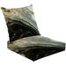 2-Piece Deep Seating Cushion Set Marble abstract acrylic Marbling artwork texture Agate ripple Gold Outdoor Chair Solid Rectangle Patio Cushion Set