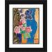 Alexej von Jawlensky 11x14 Black Ornate Wood Framed Double Matted Museum Art Print Titled: Still Life; Flower Still Life with Vase and Figure Semi-Profile