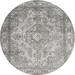 Ahgly Company Indoor Round Contemporary Granite Gray Abstract Area Rugs 6 Round