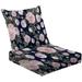 2-Piece Deep Seating Cushion Set Seamless pink rose flowers vintage dark blue color isolated Watercolor Outdoor Chair Solid Rectangle Patio Cushion Set