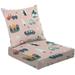 2-Piece Deep Seating Cushion Set Cute Cars Seamless Cartoon transportation Doodles Outdoor Chair Solid Rectangle Patio Cushion Set