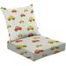 2-Piece Deep Seating Cushion Set Cute childrens seamless red yellow small cars a light a automobils a Outdoor Chair Solid Rectangle Patio Cushion Set