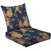 2-Piece Deep Seating Cushion Set Navy blue seamless beautiful watercolor flowers leaf bouquet abstract Outdoor Chair Solid Rectangle Patio Cushion Set