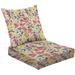 2-Piece Deep Seating Cushion Set Beautiful vintage Floral kind flowers Tropical botanical Motifs Outdoor Chair Solid Rectangle Patio Cushion Set