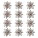 STOBOK 12 Pcs Glitter Poinsettia Flowers Hollow Artificial Flowers Christmas Ornaments Xmas Tree Hanging Pendant (Champagne)