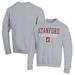 Men's Champion Heather Gray Stanford Cardinal Stack Logo Lacrosse Powerblend Pullover Sweatshirt