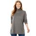 Plus Size Women's Perfect Long-Sleeve Turtleneck Tee by Woman Within in Medium Heather Grey (Size 5X) Shirt