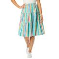 Plus Size Women's Jersey Knit Tiered Skirt by Woman Within in White Multi Watercolor Stripe (Size 34/36)