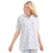 Plus Size Women's Elbow Short-Sleeve Polo Tunic by Woman Within in Multi Hearts (Size M) Polo Shirt