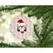 The Holiday Aisle® Shih Tzu Merry Christmas Hanging Figurine Ornament Ceramic/Porcelain in Brown/Red/White | 2.8 H x 2.8 W x 0.15 D in | Wayfair