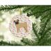 The Holiday Aisle® Pug Merry Christmas Hanging Figurine Ornament Ceramic/Porcelain in Brown | 2.8 H x 2.8 W x 0.15 D in | Wayfair