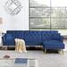 Blue Sectional - House of Hampton® 110.2" Wide Velvet Right Hand Facing Sofa & Chaise Velvet | 32.3 H x 110.2 W x 57.9 D in | Wayfair