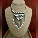 Free People Jewelry | $285 Freshwater Pearl Black Leather Fringe Lariat ~ Boho Chic | Color: Black/White | Size: Os
