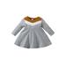 Gureui Toddler Infant Baby Girls Sweet Princess Dress Casual Contrast Color Long Sleeve Round Neck A-Line Dress for Spring Autumn