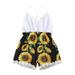 TUOBARR Toddler Kids Girl Vest Backless Sunflower Printed Romper Clothes Sunsuit Outfits Black (6Months-5Years)