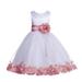 Ekidsbridal Satin Floral Petals Rose Tulle White Flower Girl Dress Formal Evening Gown Pretty Princess Wedding Photoshoot Ballroom 007 2