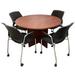 48" Round Cherry Discussion Table w/4 Mobile Stacking Chairs - Conference Set