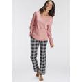 Pyjama H.I.S Gr. 44, rosa (rosa, schwarz) Damen Homewear-Sets Pyjamas